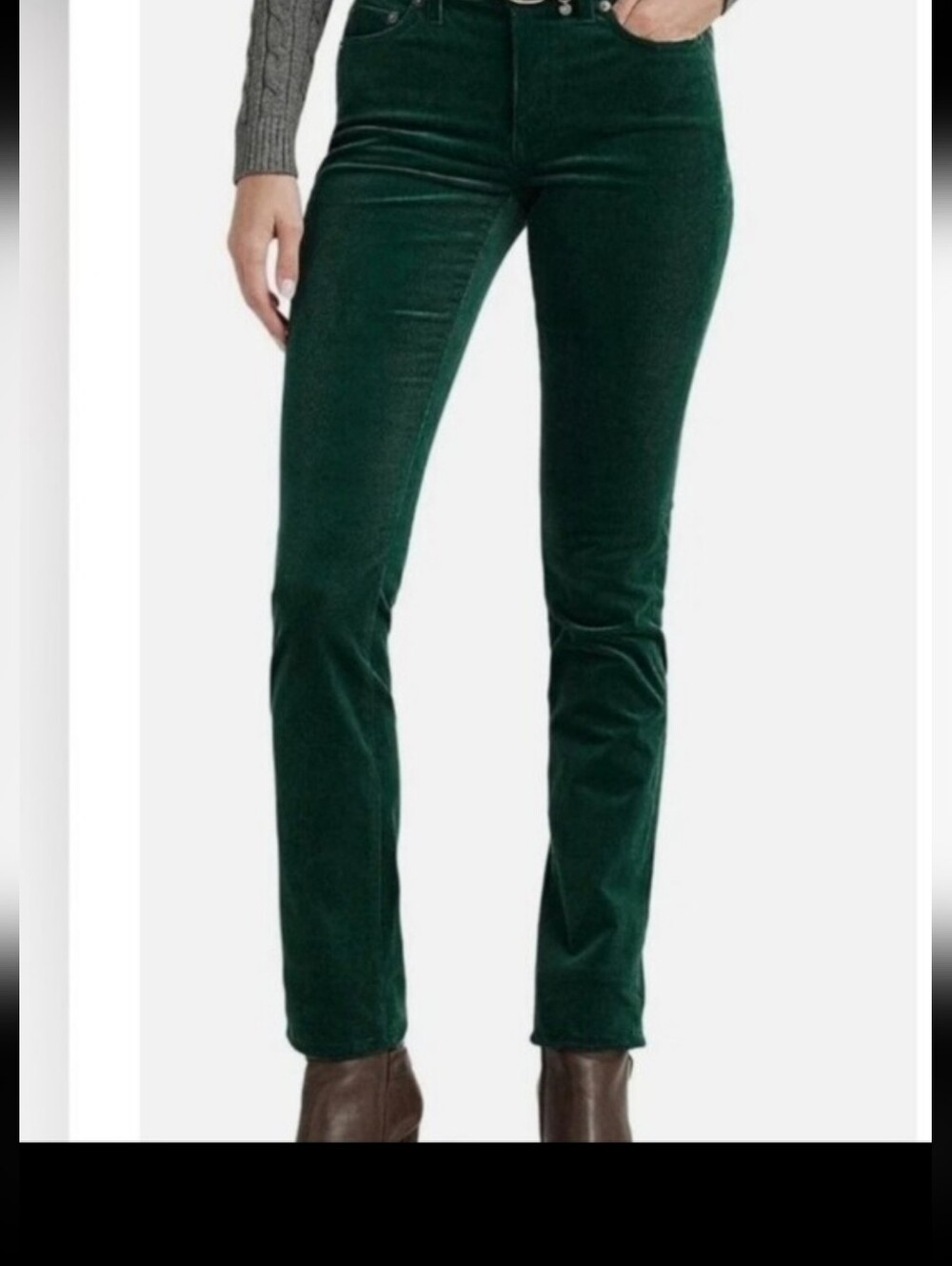 🤗 BR Dark Green Corduroy Stretch Jeans High Rise 29 Waist